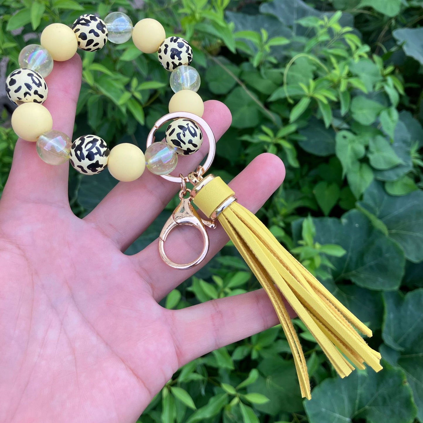 Leopard Pattern Luminous Beads Key Chain