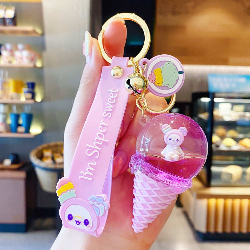 Floating Liquid Bottle Ice Cream Baby Keychain