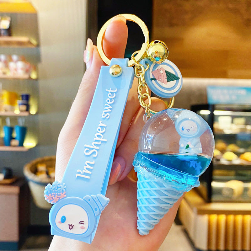 Floating Liquid Bottle Ice Cream Baby Keychain