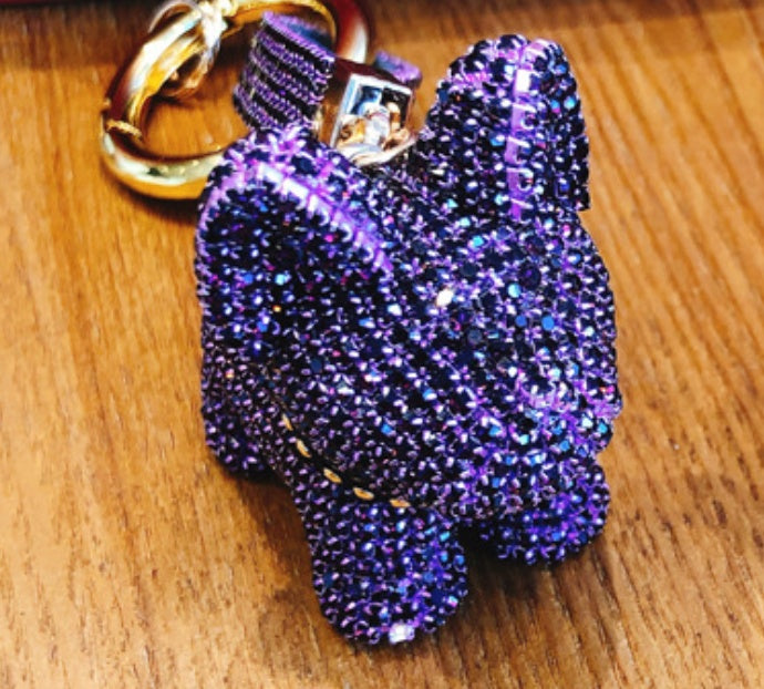 Diamond-encrusted dog keychains