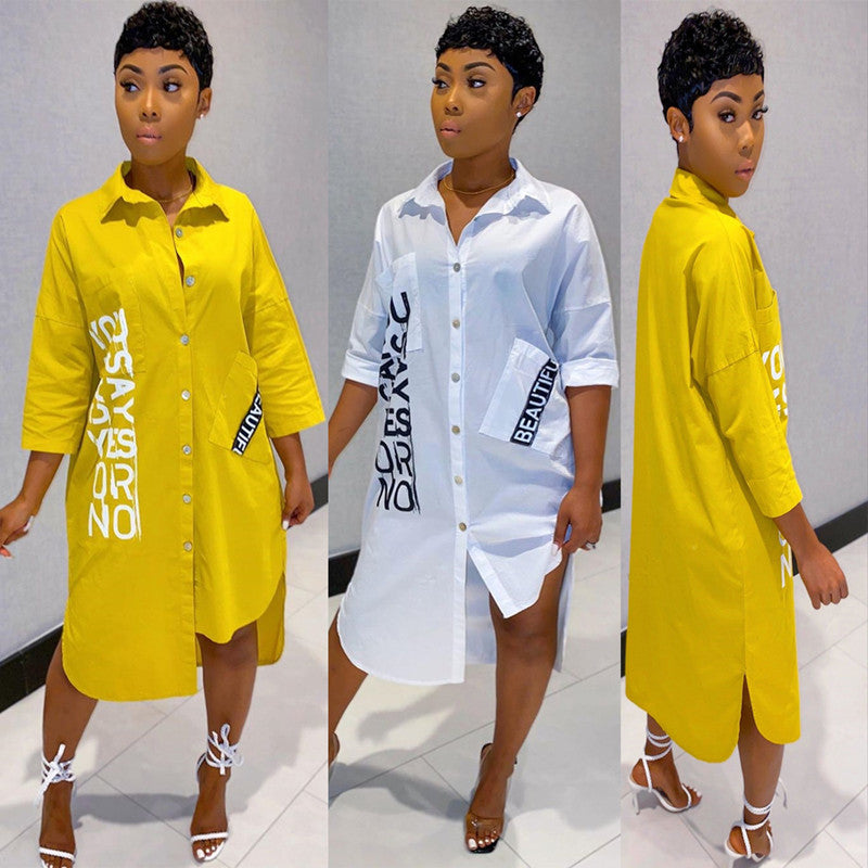 Casual loose shirt dress