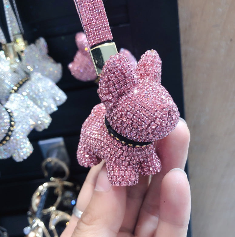 Diamond-encrusted dog keychains