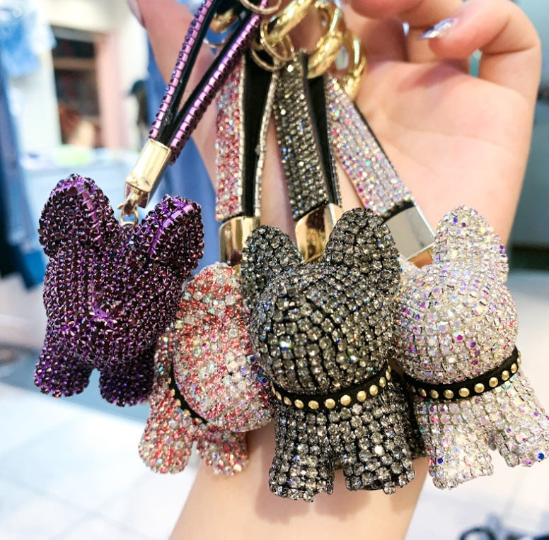 Diamond-encrusted dog keychains