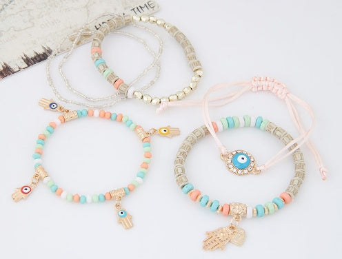 Eye Hand Heart Charm Beads Bracelets