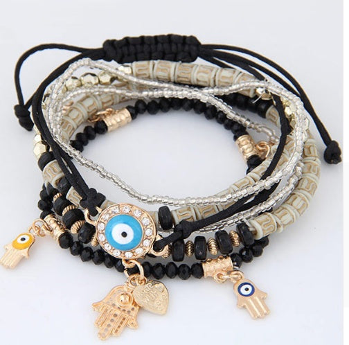 Eye Hand Heart Charm Beads Bracelets