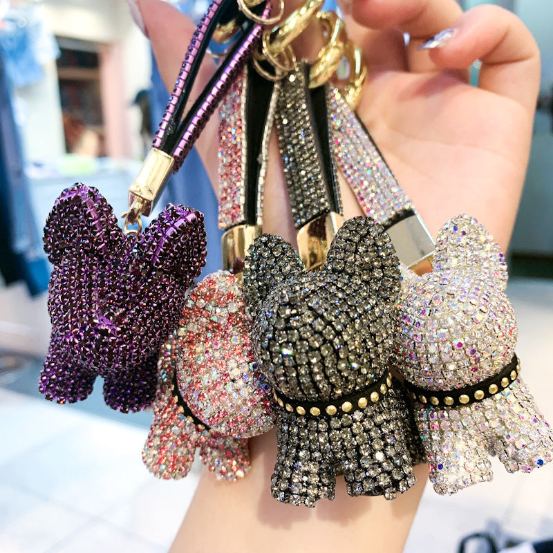 Diamond-encrusted dog keychains