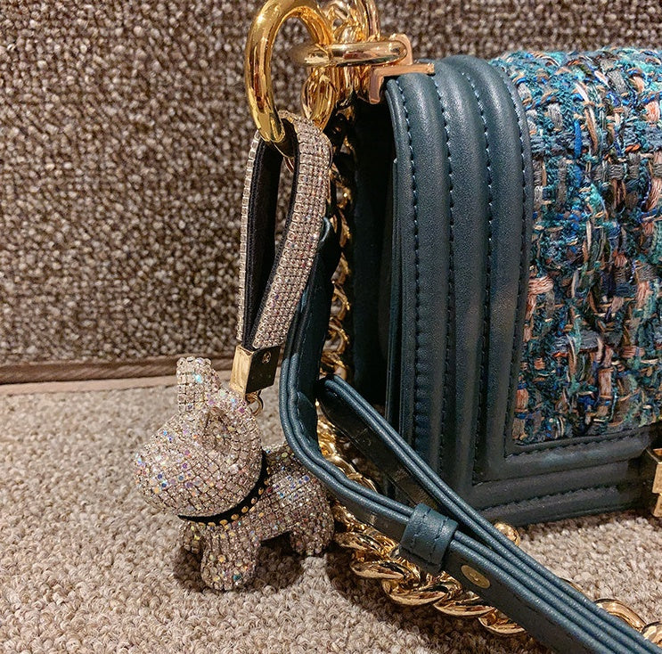 Diamond-encrusted dog keychains