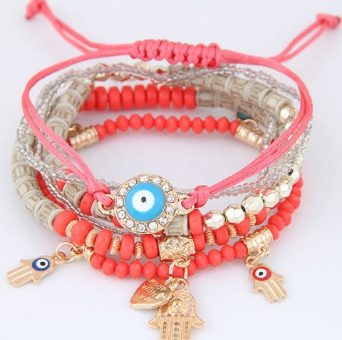 Eye Hand Heart Charm Beads Bracelets