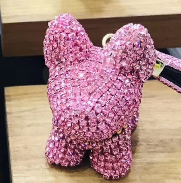 Diamond-encrusted dog keychains