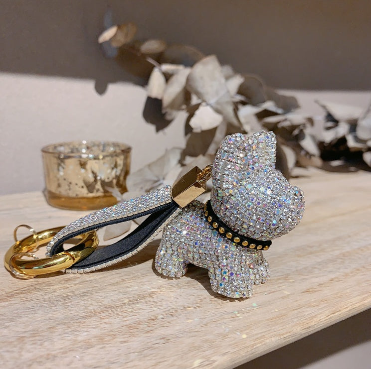 Diamond-encrusted dog keychains