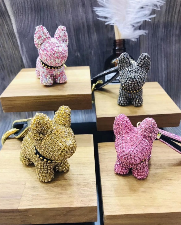 Diamond-encrusted dog keychains