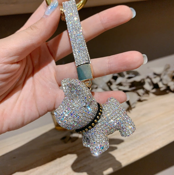 Diamond-encrusted dog keychains