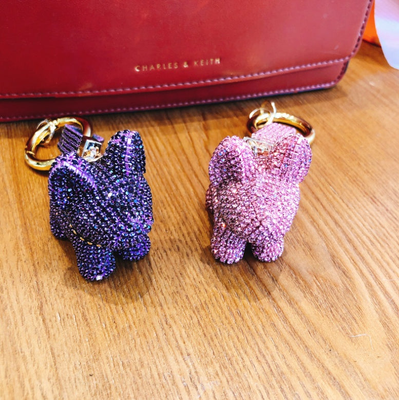 Diamond-encrusted dog keychains
