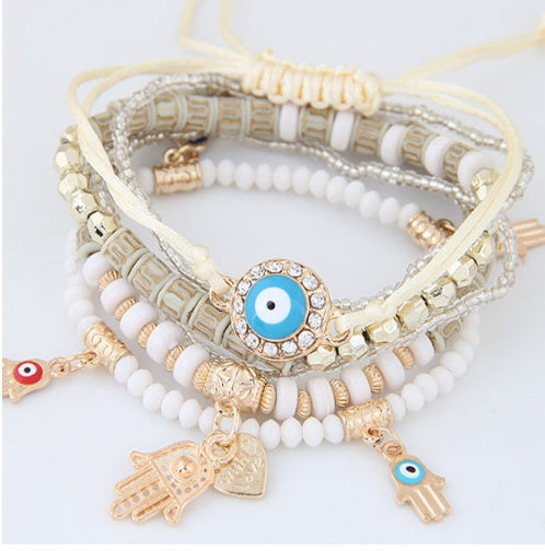 Eye Hand Heart Charm Beads Bracelets