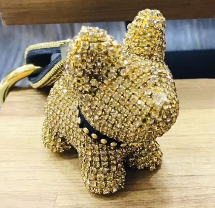 Diamond-encrusted dog keychains