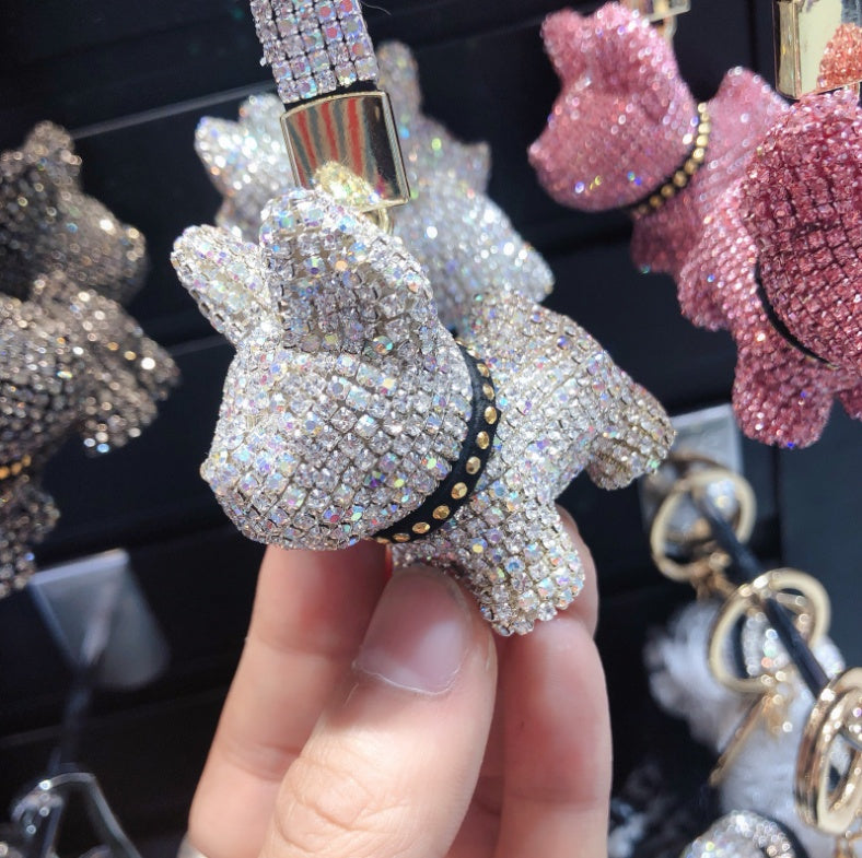 Diamond-encrusted dog keychains