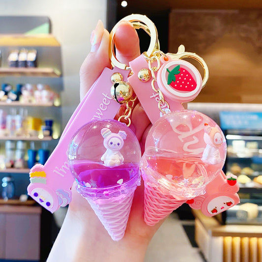 Floating Liquid Bottle Ice Cream Baby Keychain